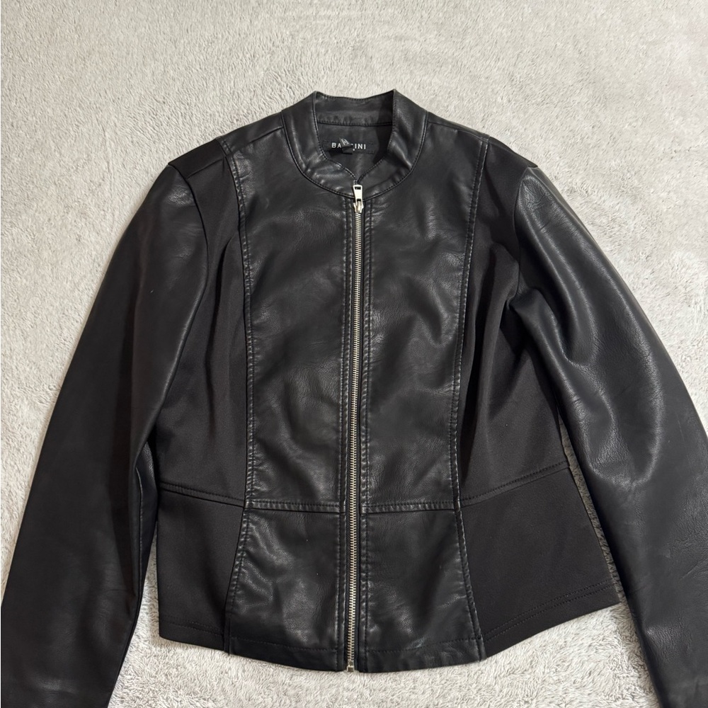 Baccini Sleek Black faux Leather Jacket